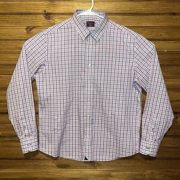 UNTUCKit Dolcetto Button Up Shirt Mens Large Wrinkle Free‎ Pink Blue White Check - Picture 2 of 8